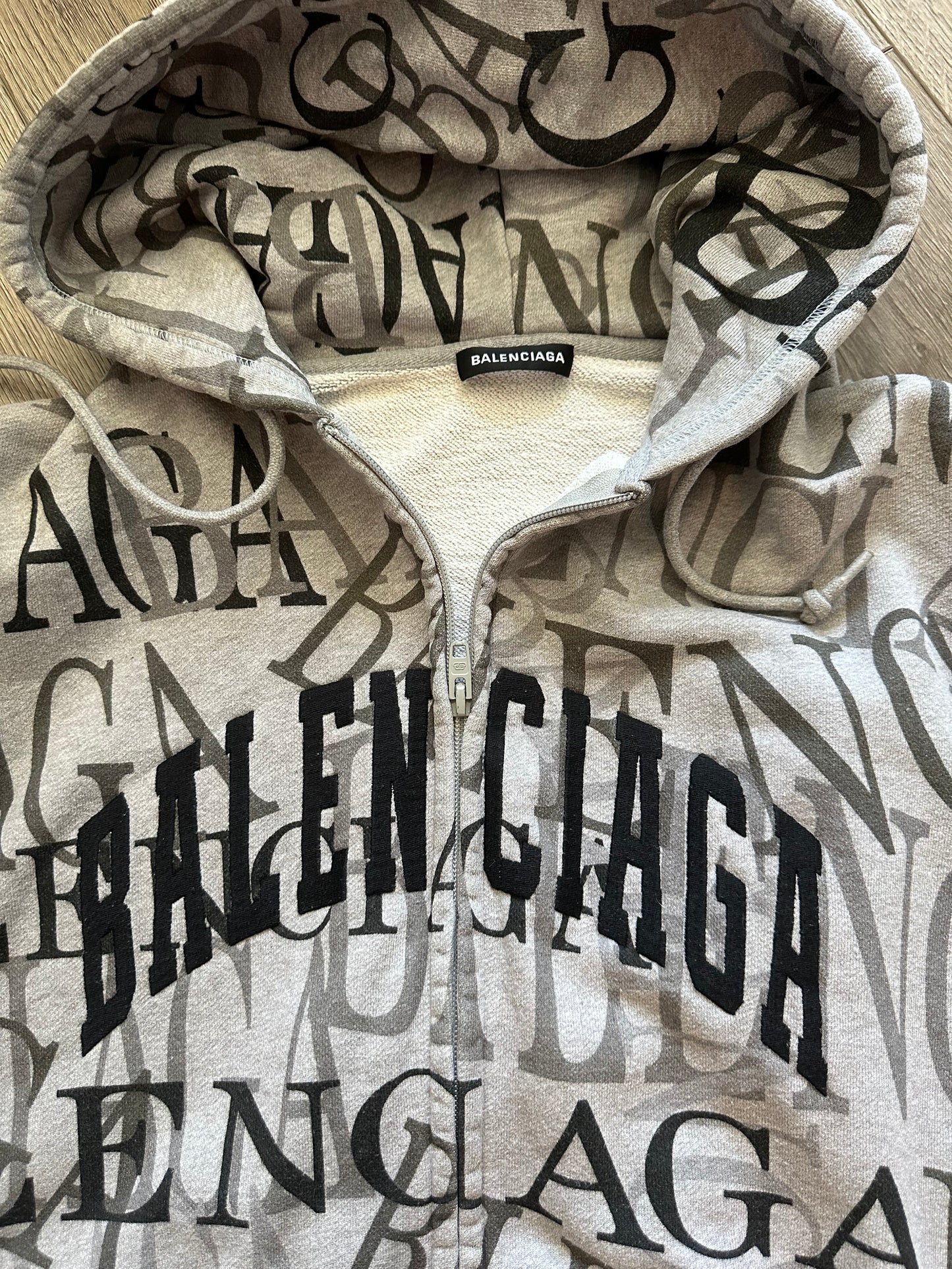 Balenciaga SS19 ‘All Over Logo’ Zip Up